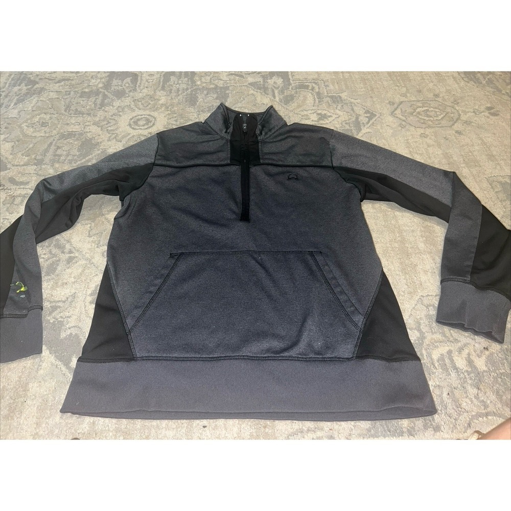 Mens Cinch‎ 1/4 Zip Long Sleeve Shirt Grey/Black Sz Medium See Description